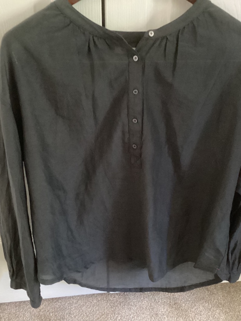 Ladies XIRENA BLACK MINIMALIST OVERSIZED SHIRT 1/4 BUTTON UP SIZE SMALL